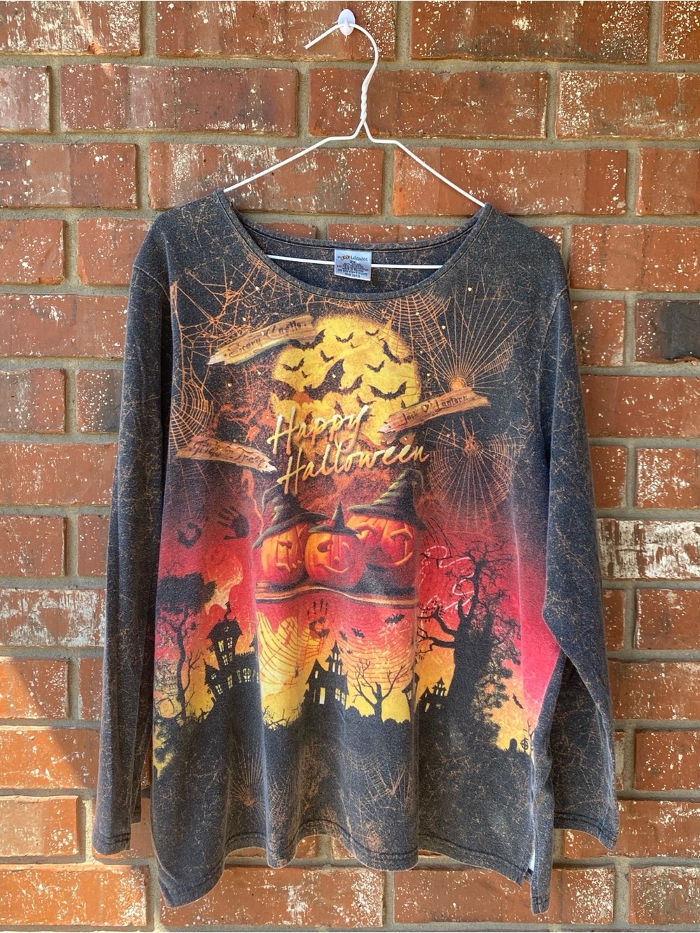 Happy Halloween womens Long-Sleeve Tee - Black & Orange